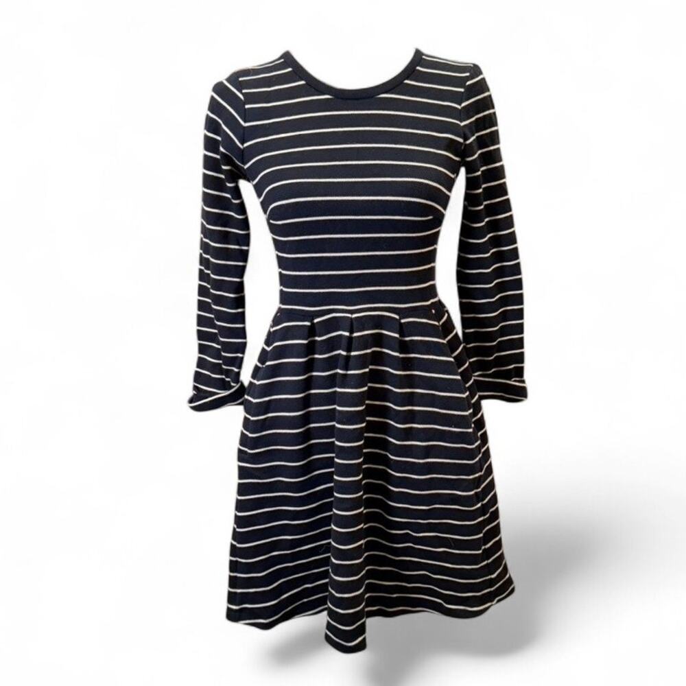 Whistles Shona  Breton Stripe Skater Dress Black and White Size 2‎